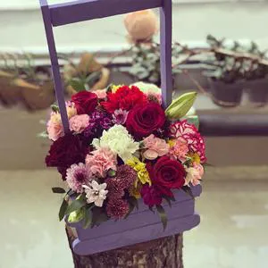 Colorful and beautiful harmony - Wooden box with flowers