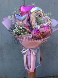 Balonlar və Gülüşlər Buketi – Helium Şar Buketi