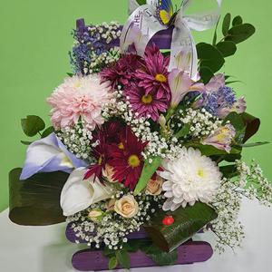 Love box - Wooden box with flowers