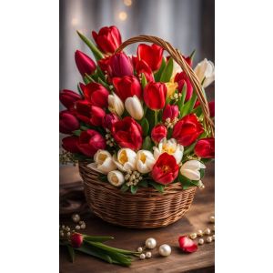 Romantic Evening - flowers in a basket